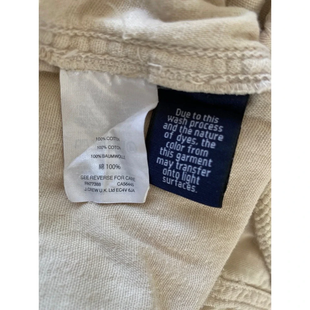 J.Crew Pull-On Cargo Pants Womens‎ 14 Beige Herringbone Cotton Drawstring Waist